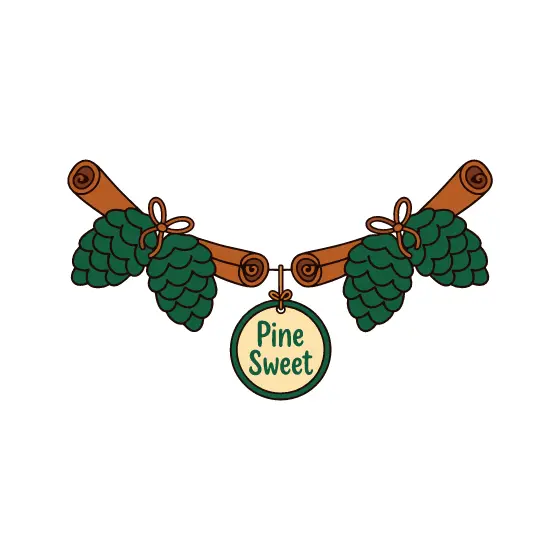 Pinecone Garland With Cream Pine Sweet Badge