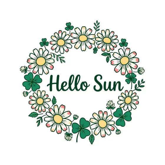 Open Daisy Wreath With Centered Hello Sun