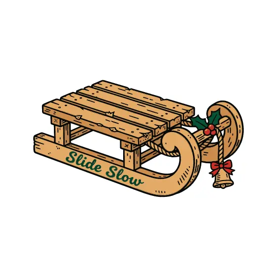 Wooden Sled With Holly and Bell