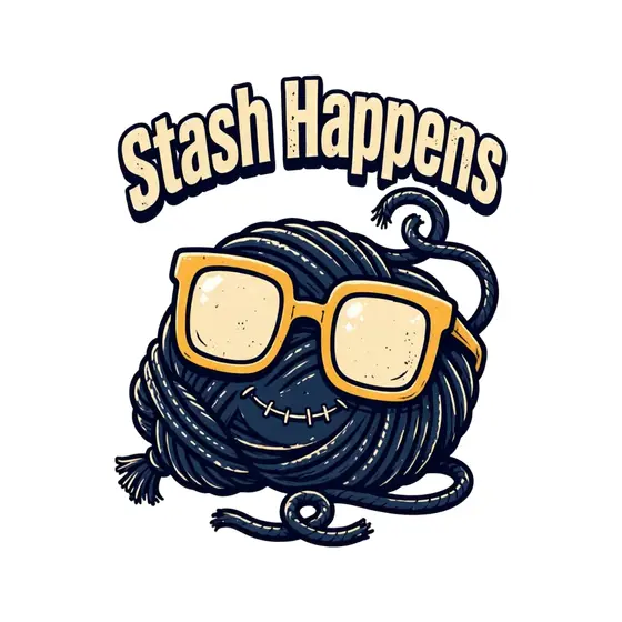 Navy Yarn Ball with Gold Glasses