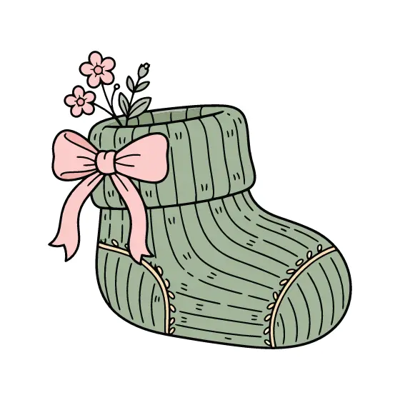 Tilted Sage Bootie With Flower Sprig