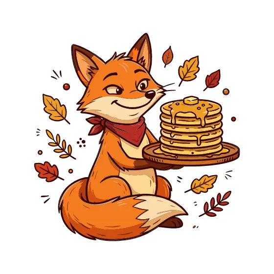 Fox Serving Pancake Stack With Scarf