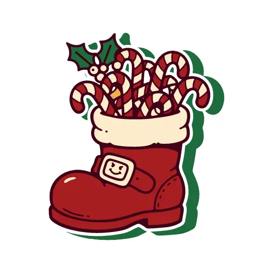 Red Santa Boot Filled With Candy Canes