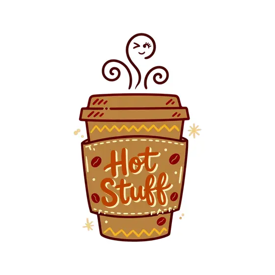 Hot Stuff Coffee Cup In Orange Script