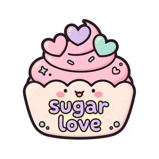 Pink Cupcake Sugar Love Sticker