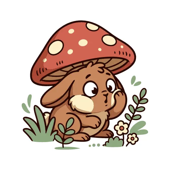 Bunny Nervously Touching Face Mushroom
