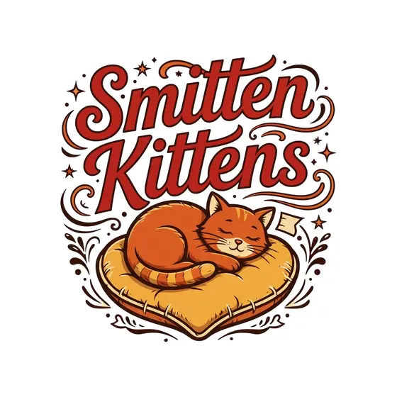 Sleeping Orange Cat on Gold Heart Cushion
