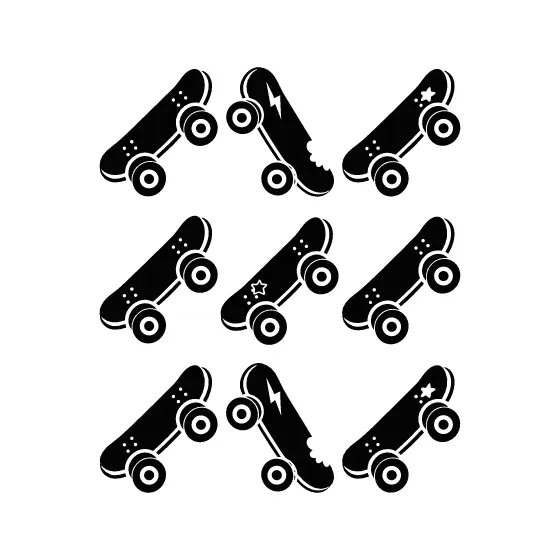 Black Skateboards With Star and Lightning Accents