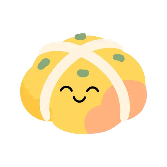 Lopsided Yellow Hot Cross Bun