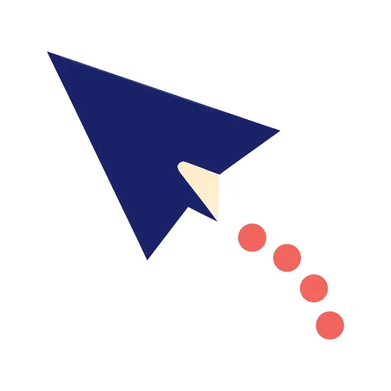 Navy Paper Plane Cursor With Dots