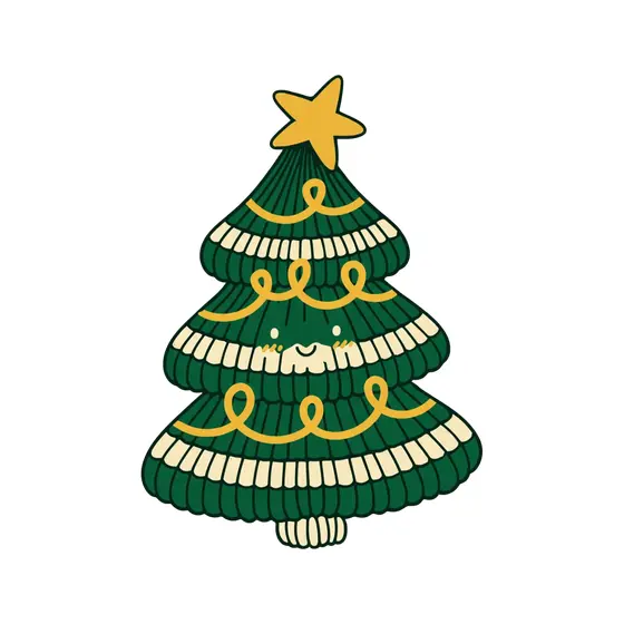 Knit Christmas Tree With Cream Stripes
