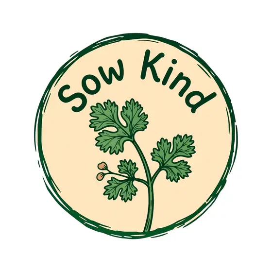 Sparse Cilantro Sprig in Round Badge