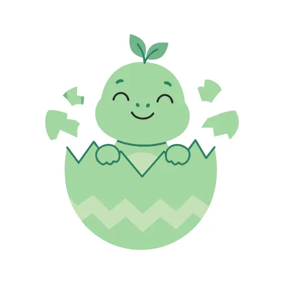 Smiling Baby Dinosaur Head in Eggshell