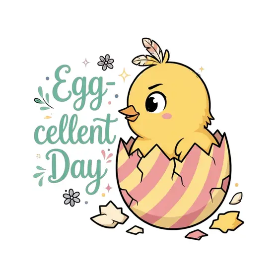 Pink Striped Egg Chick Peeking Sideways