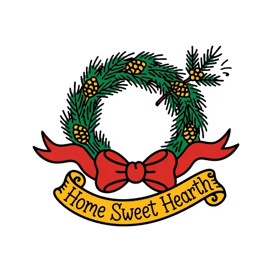 Wreath With Red Bow And Banner