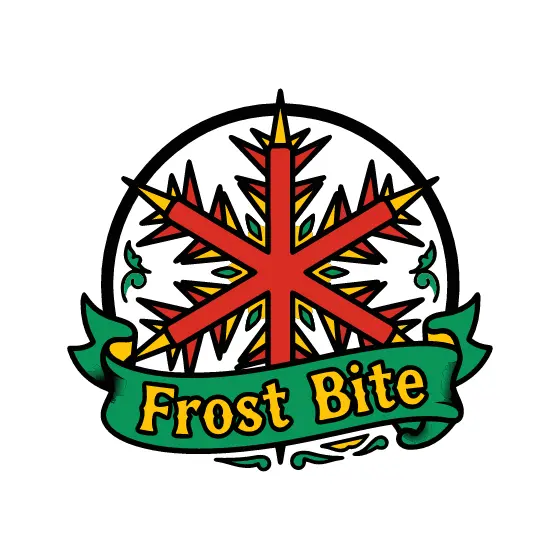 Red Spike Snowflake With Green Banner