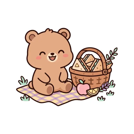 Kawaii Bear Picnic With Sandwiches