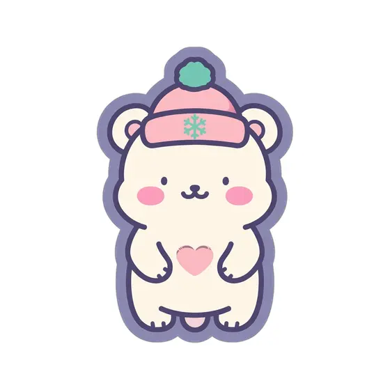 Polar Bear Holding Heart Sticker