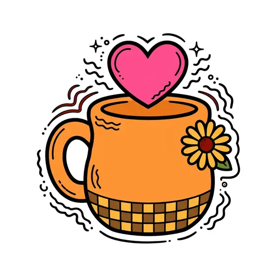 Orange Mug With Heart and Daisy