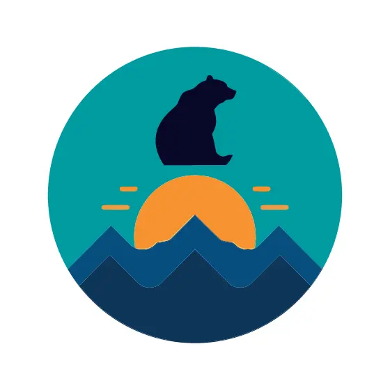 Bear Sitting On Mountain With Sunset