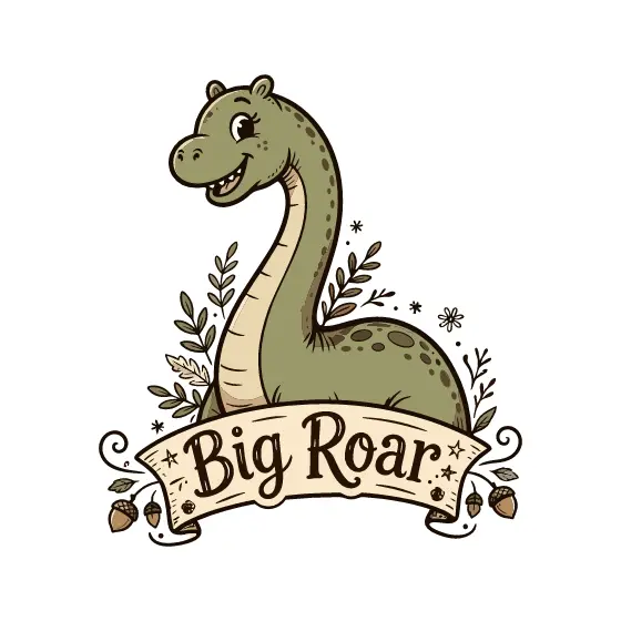 Smiling Brontosaurus With Cream Banner