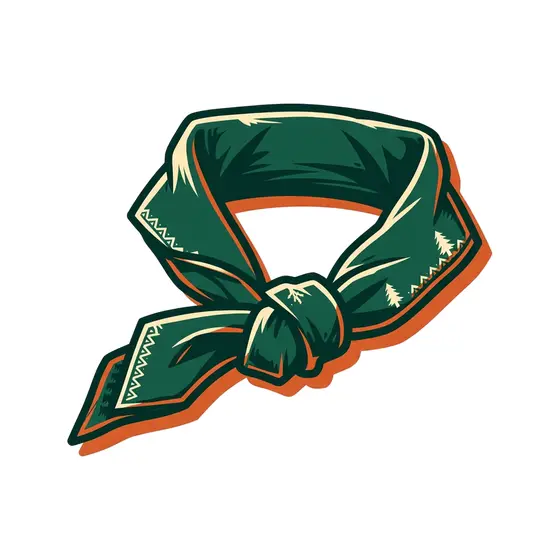 Green Folded Neckerchief With Sliding Knot