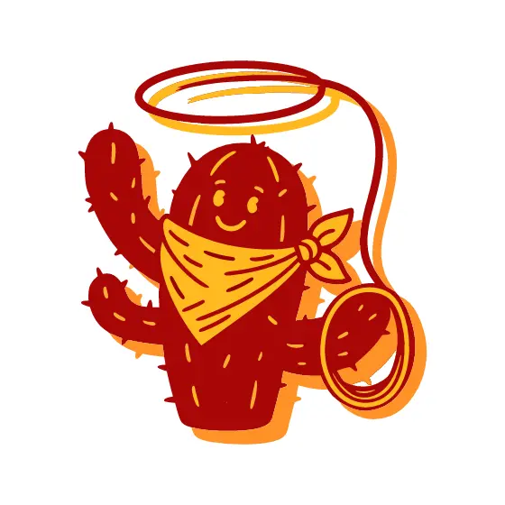 Red Cactus Cowboy With Rope Halo