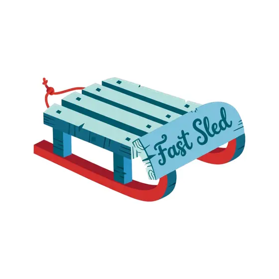 Teal Wooden Sled With Red Runners