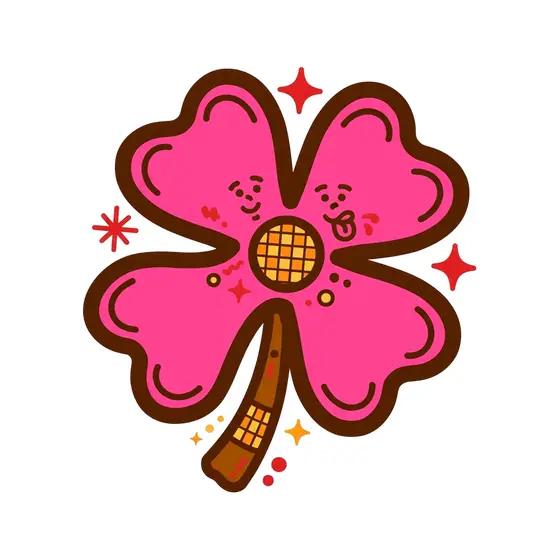 Winking Pink Clover With Sparkles