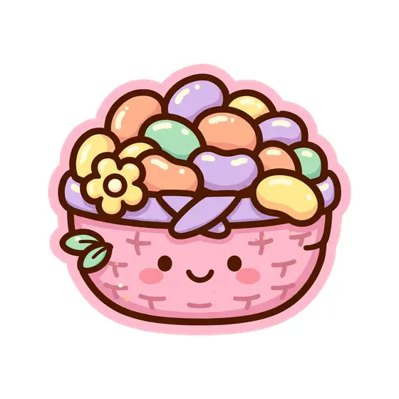 Pink Basket Jelly Beans With Flower