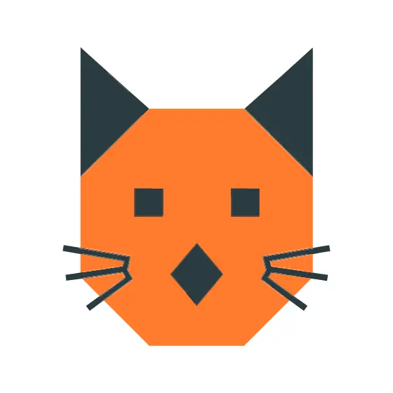 Simplistic Orange and Charcoal Cat Face