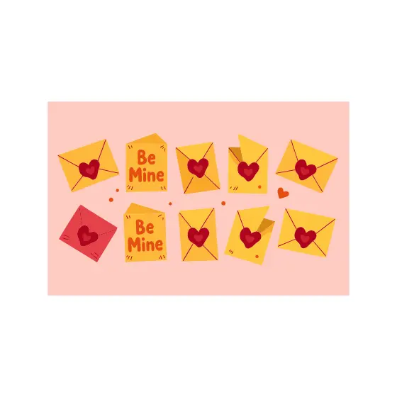 Mustard Envelopes With Be Mine Notes