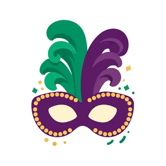 Purple and Green Carnival Mask with Gold Dots