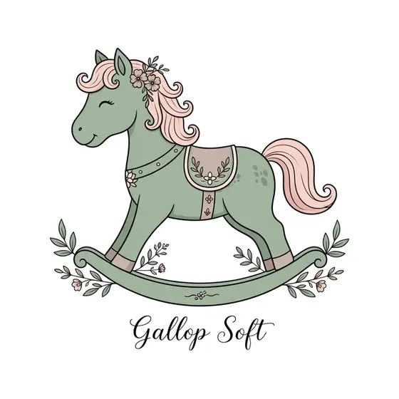 Floral Sage Rocking Horse With Saddle Detail