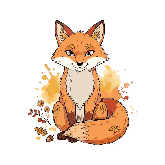 Calm Fox With Autumn Foliage
