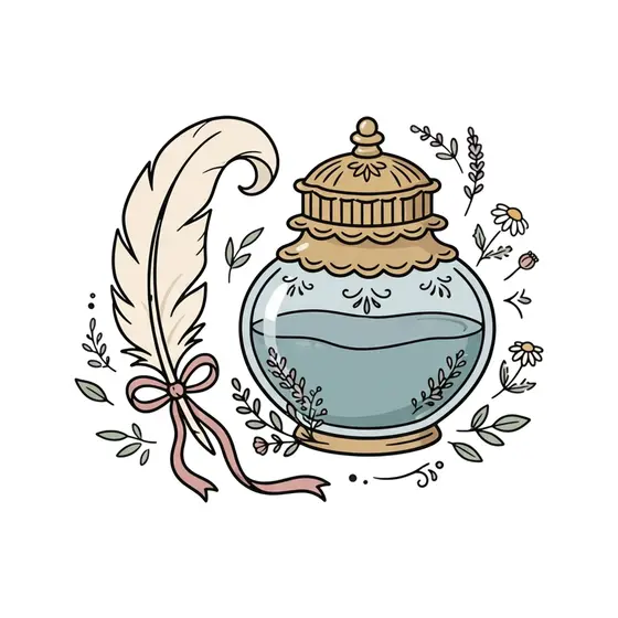 Ink Bottle With Ornate Lid and Lavender