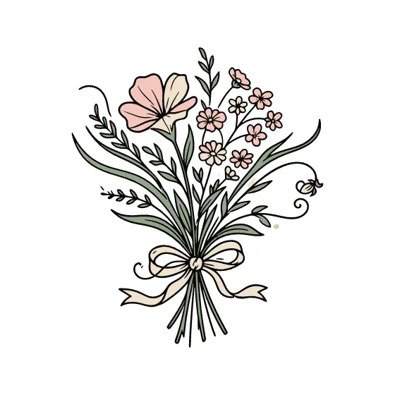 Pastel Wildflower Bouquet With Ribbon