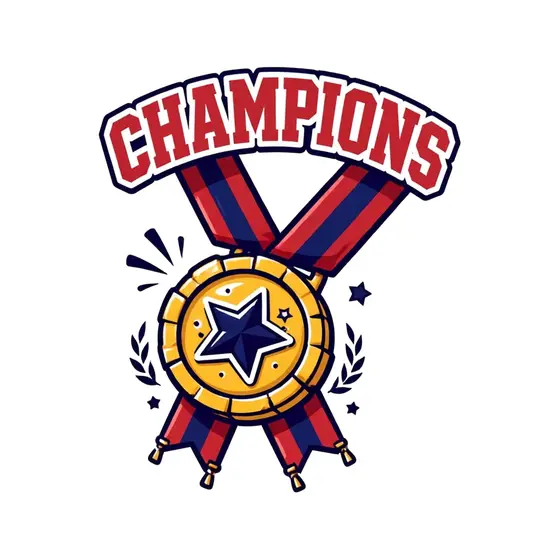 Red Lettered Medal With Navy Star