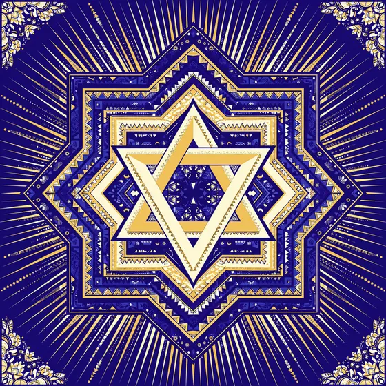 Gold and Ivory Star of David Sunburst