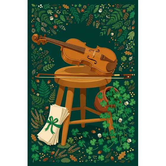 Honey Fiddle on Stool with Shamrocks