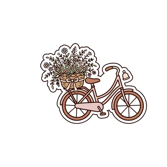Pastel Bicycle With Wildflower Basket