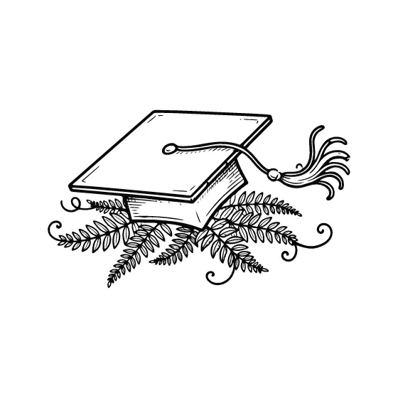 Mortarboard Cap With Fern Fronds