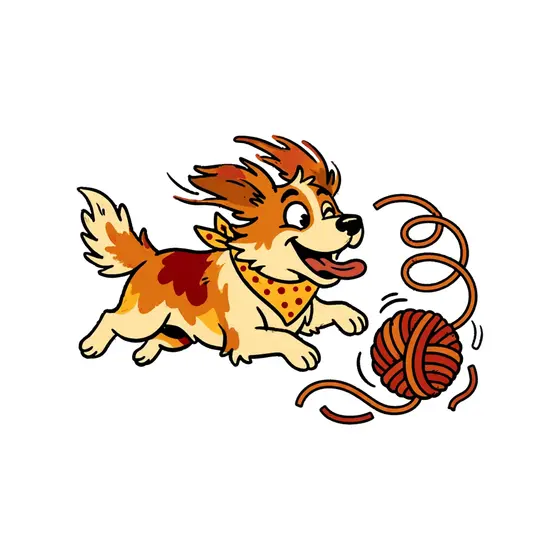 Bandana Dog Chasing Red Yarn