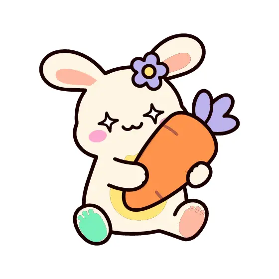 Bunny Hugging Carrot With Flower