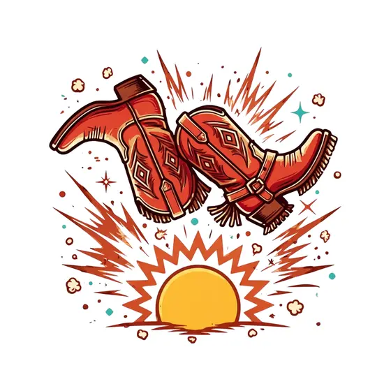 Red Boots Burst Over Sunrise
