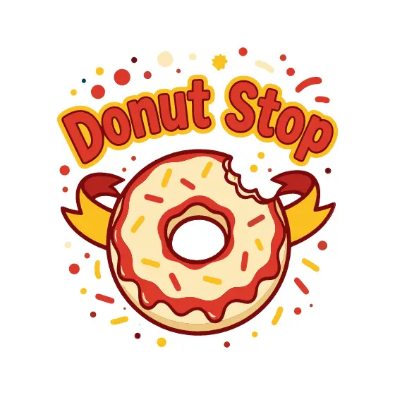 Bitten Glazed Donut With Red Ribbon
