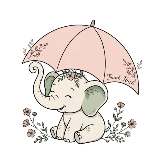 Smiling Elephant With Floral Crown