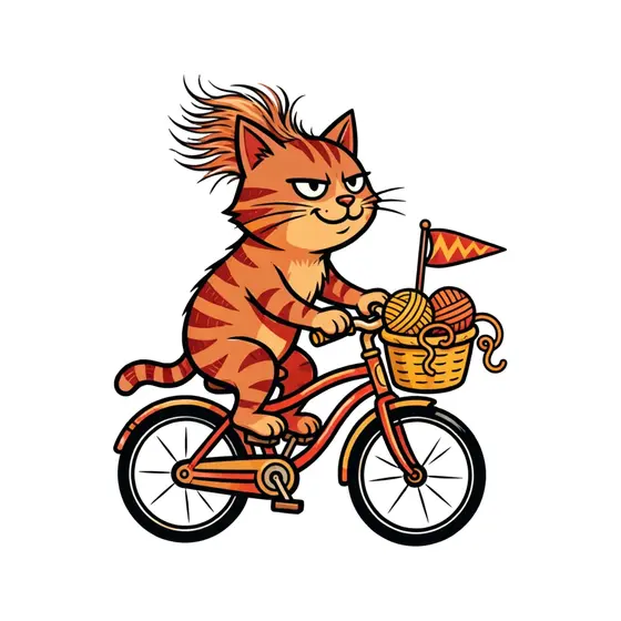Side View Tabby Cat Riding Bike