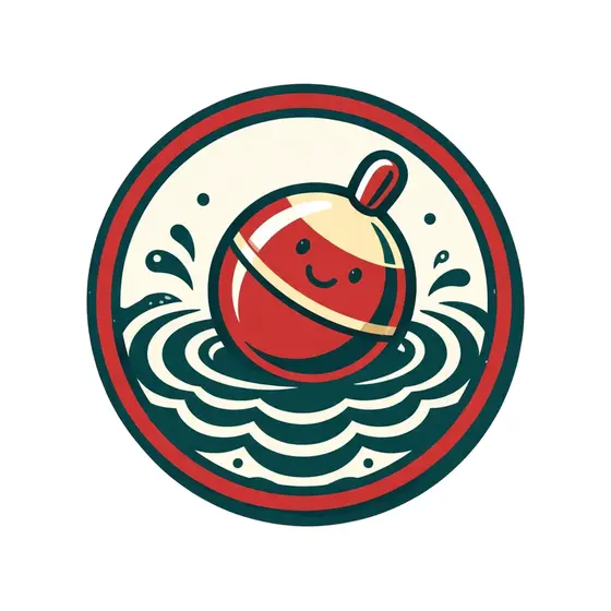 Smiling Red Bobber on Teal Waves