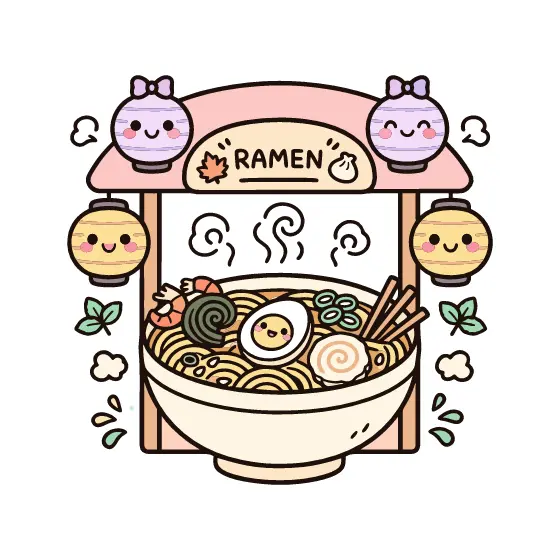 Kawaii Ramen Shop With Lanterns